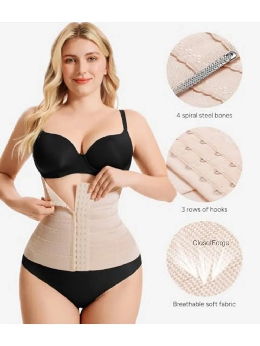 Women's Waist Trainer Tummy Control Shapewear with Steel Stays